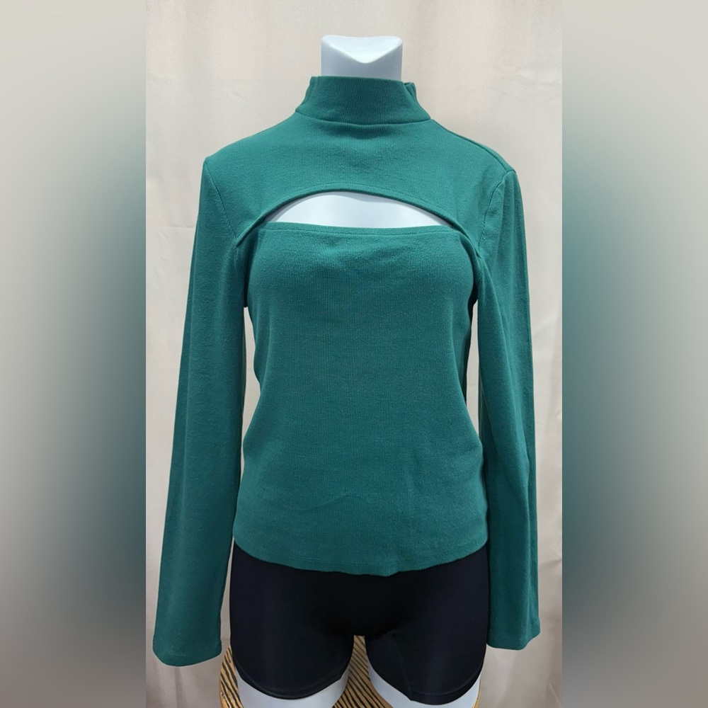 GAP Green Ribbed Long Sleeve Top